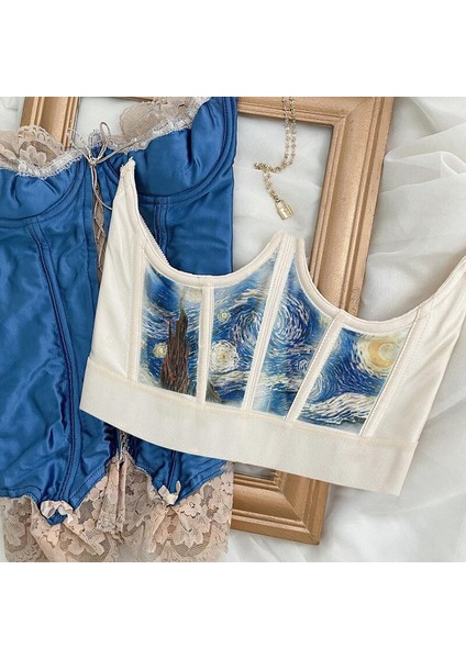 Estetik Vintage Kadın Korse Melek Baskı Zarif Underbust Bel Geniş Kemer Ince Vücut Şekillendirici Kadın Kırpma Üst Büstiyer (Yurt Dışından) modelleri