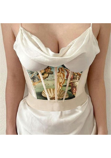 Estetik Vintage Kadın Korse Melek Baskı Zarif Underbust Bel Geniş Kemer Ince Vücut Şekillendirici Kadın Kırpma Üst Büstiyer (Yurt Dışından) indirimleri