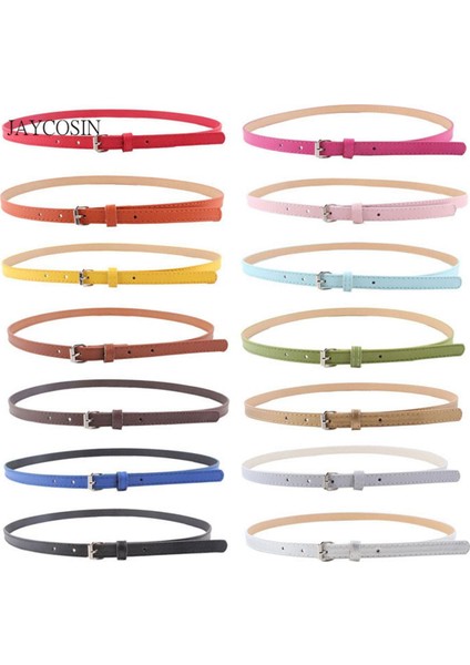 Jaycosın Çok Renkli Bayan Ince Ince Kemer Ceinture Feminion Domuz Derisi Metalik Toka Kadın Bel Kemeri Elastik Bel Kemeri A527 (Yurt Dışından)