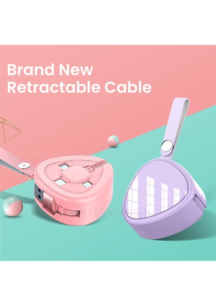 In 1 5A USB Şarj Kablosu iPhone 13 12 Mikro USB C Tipi Kablo Geri Çekilebilir Taşınabilir Şarj Kablosu Huawei Samsung Xiaomi Için (Yurt Dışından)