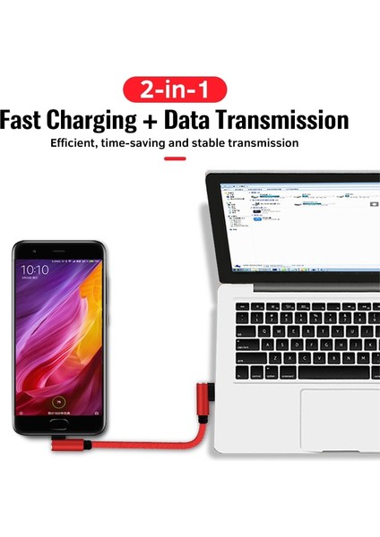 Fonken Mikro USB Kısa Kablo 90 Derece Telefon Şarj Aleti Kablosu USB C 25CM Mini Şarj Kablosu Xiaomi Samsung Için Android Şarj Cihazı (Yurt Dışından)