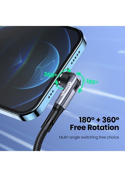 Elough Manyetik Kablo USB Tip C Mikro Kablo 540 Döndür Hızlı Şarj USB C Veri Telefonu Şarj Kablosu Kablosu iPhone 13 12 Xiaomi (Yurt Dışından)