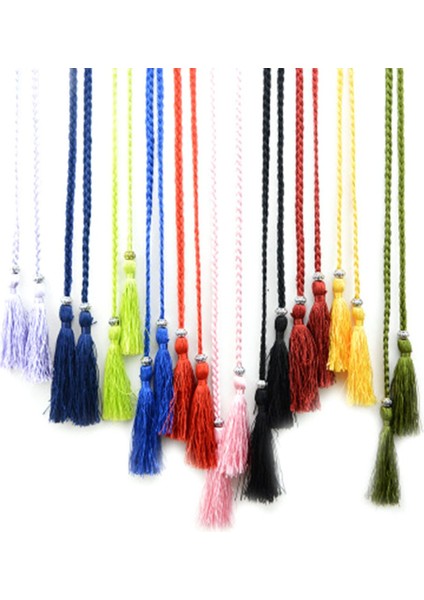 Kadın Bel Kemeri Halat Çin Tarzı Örgülü Dokuma Püskül Ince Kemer Kadın Düğüm Dekore Kemer Sıcak Rahat Katı Siyah Kemerler (Yurt Dışından)