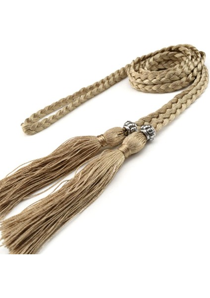 Kadın Bel Kemeri Halat Çin Tarzı Örgülü Dokuma Püskül Ince Kemer Kadın Düğüm Dekore Kemer Sıcak Rahat Katı Siyah Kemerler (Yurt Dışından) fırsatları