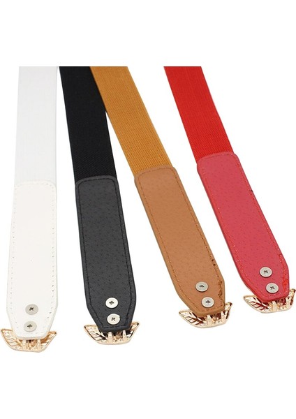 Streç Sıska Elbise Kemer Elastik Yaprak Şekli Kadın Bel Kemeri Altın Toka Moda Kemer Kayışı Beyaz Siyah Kadın Kemer (Yurt Dışından) fırsatları