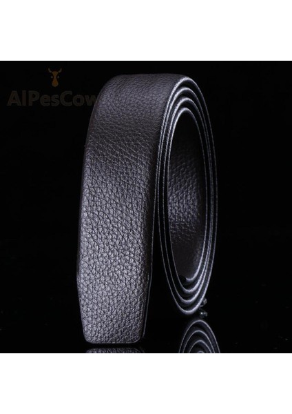 Tam Tahıl Deri Kemer Hiçbir Toka Kemer Siyah Lüks Hakiki Deri Otomatik Kemerler Kayışı Erkekler Şerit Bel Kemeri Kemer (Yurt Dışından)