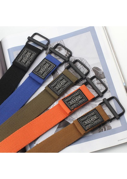 Moda Kanvas Kemerler Uni Punk Bel Kemeri Kadın Erkek Kare Toka Dokuma Kayışı Rahat Bel Kemeri Kız Erkek Gençlik Kemer (Yurt Dışından)