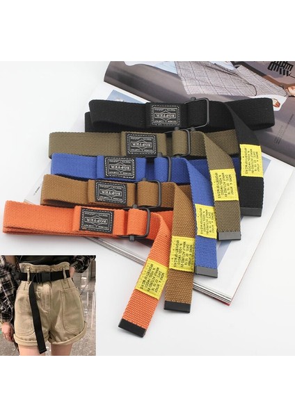 Moda Kanvas Kemerler Uni Punk Bel Kemeri Kadın Erkek Kare Toka Dokuma Kayışı Rahat Bel Kemeri Kız Erkek Gençlik Kemer (Yurt Dışından) fiyatları