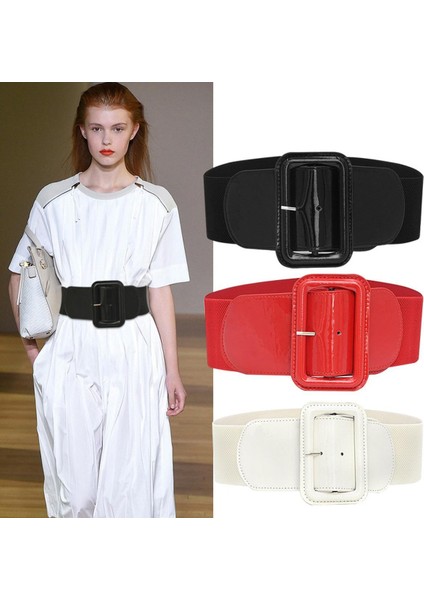 Artı Boyutu Streç Kadın Kemer Siyah Geniş Elbise Elbise Elastik Kuşak Büyük Kemer Korse Cinturon Mujer (Yurt Dışından)