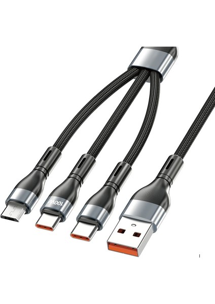 6A 3 In 1 USB Veri Kablosu iPhone Için 100 W Hızlı Şarj Aleti Kablosu Android Için Tip C Xiaomi Huawei Samsung S20 Şarj Kablosu iPad Için (Yurt Dışından)