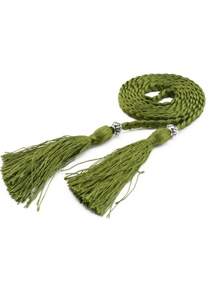 Kadın Bohemia Tarzı Örgülü Püskül Kemer Moda Bayanlar Dokuma Düğüm Dekore Bel Zinciri Bel Halat Aksesuarları (Yurt Dışından) modelleri