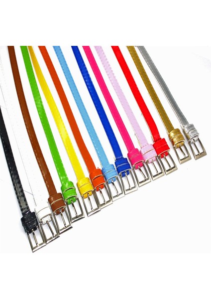 1 Adet Kadın Moda Şeker Renk Ince Pu Deri Bel Blets Toka Kemer Çok Renkli Bayan Ince Kemer Belting Sapanlar (Yurt Dışından)