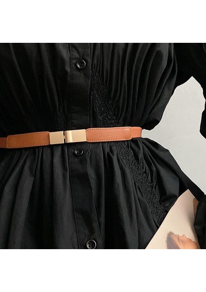 Moda Pu Deri Ince Kemer Kadınlar Için Elastik Kemer Streç Sarma Toka Bel Kemeri Elbise Kazak Aksesuarları Cinturon Mujer (Yurt Dışından) fiyatları