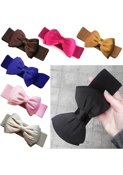 Kadın Bel Kemeri Zarif Tatlı Büyük Yay Kemer Elastik Geniş Elbise Streç Zarif Elbise Aksesuarları Için Yeni Tasarımcı Kemerler (Yurt Dışından)