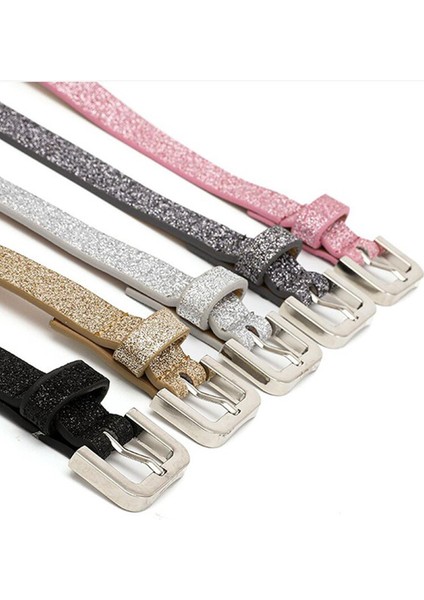 Moda Basit Kadın Parlak Bel Kemeri Tokası Patchwork Ayarlanabilir Kemer Chic Sokak Şıklığı Bayan Kadın Bel Kemerleri 105X1.8CM (Yurt Dışından)