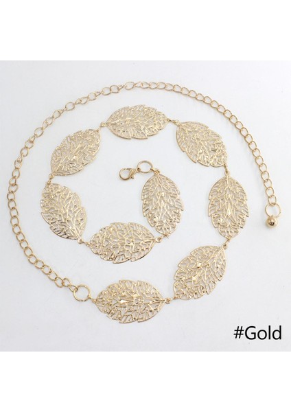 Eb Kadın Metal Bel Zinciri Moda Tüm Maç Yaprak Içi Boş Bel Zinciri Dekorasyon Kemer Giyim Aksesuarları (Yurt Dışından)