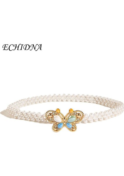 Echıdna Bayan Bel Kayışı Sahte Inci Taşınabilir Zarif Kadın Bel Kemeri (Yurt Dışından)