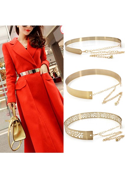 Moda Ayarlanabilir Hollow Çiçek Oyma Kadın Metal Zincir Kemerler Retro Altın Gümüş Renk Elbise Ziyafet Kemerler Basit Geniş Kuşak (Yurt Dışından) fırsatları