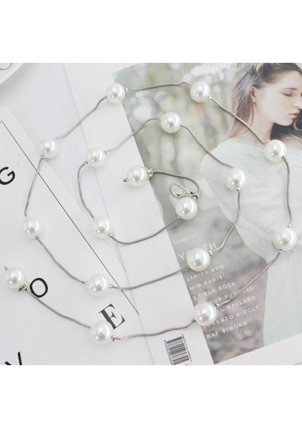 Bayanlar Ayarlanabilir Inci Zincir Kemer Moda Kadın Lüks Marka Tasarım Basit Tarzı Dekor Elbise Ince Sıska Bel Kemeri (Yurt Dışından)