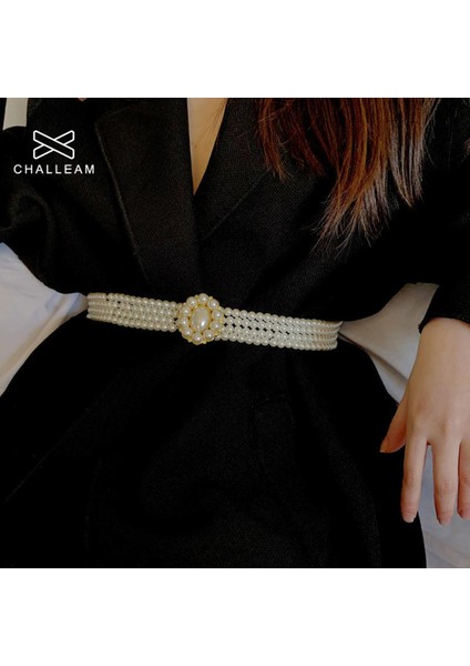 Kadın Inciler Kemer Moda Zarif Rhinestones Kristal Elastik Zincir Kemerler Elbise Lüks Marka Tasarımcısı Bel Kemeri 159 (Yurt Dışından)