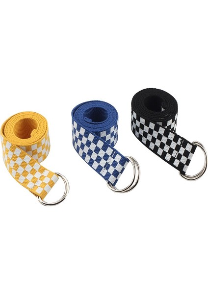 Marka Uni Kanvas Kemerler Kafes Baskılı Çift D Halka Çift Toka Punk Bel Kemeri Kadın Erkek Genç Uzun Geniş Beyaz Kemer (Yurt Dışından) fırsatları