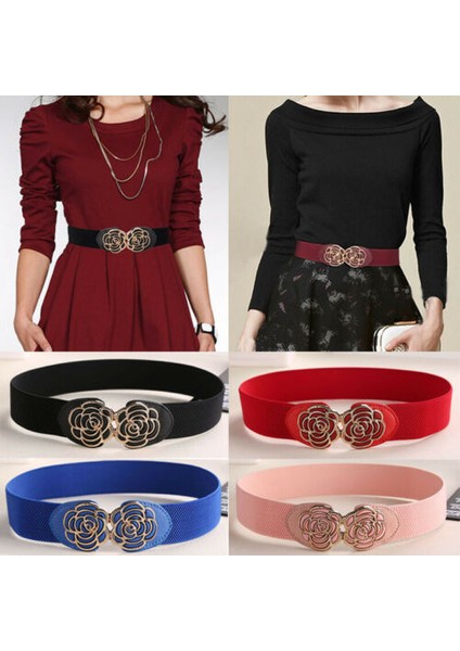 Sıcak Kadınlar Geniş Bel Kemeri Vintage Metal Çiçek Elastik Streç Toka Kemer Kuşağı (Yurt Dışından) indirimleri
