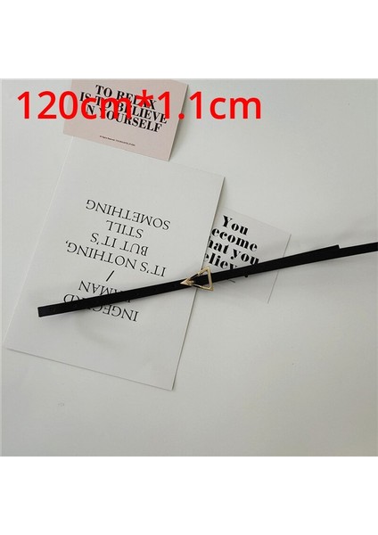 Kadınlar Için Lüks Tasarımcı Kemerler Pu Deri Uzun Ince Kemer Siyah Bayanlar Bel Ceinture Femme Altın Üçgen Kemer 413 (Yurt Dışından)