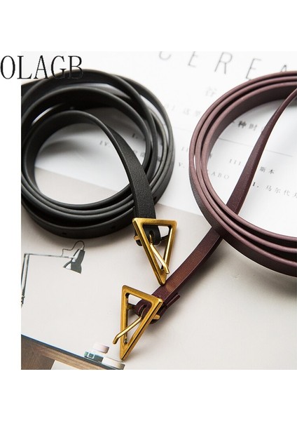 Kadınlar Için Lüks Tasarımcı Kemerler Pu Deri Uzun Ince Kemer Siyah Bayanlar Bel Ceinture Femme Altın Üçgen Kemer 413 (Yurt Dışından) fiyatları