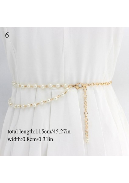 Inci Kemerler Zarif Kadın Ince Kemer Taklit Gümüş Altın Boncuklu Kanca Dekoratif Metal Elbise Aksesuarları Kemer Inci Zincir (Yurt Dışından) fiyatları
