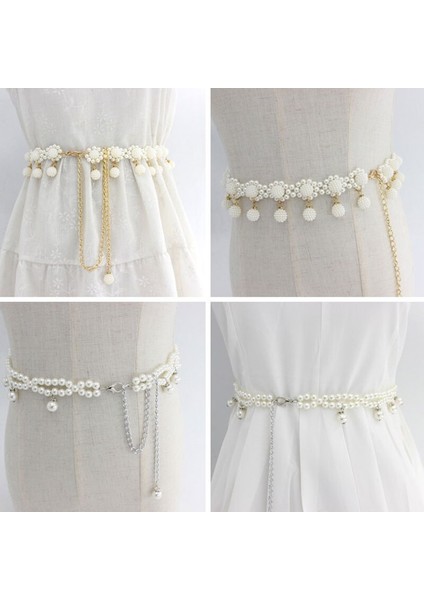 Inci Kemerler Zarif Kadın Ince Kemer Taklit Gümüş Altın Boncuklu Kanca Dekoratif Metal Elbise Aksesuarları Kemer Inci Zincir (Yurt Dışından) fırsatları