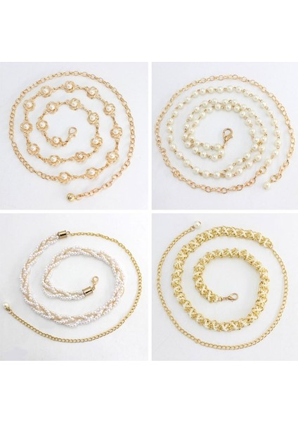 Inci Kemerler Zarif Kadın Ince Kemer Taklit Gümüş Altın Boncuklu Kanca Dekoratif Metal Elbise Aksesuarları Kemer Inci Zincir (Yurt Dışından) indirimleri