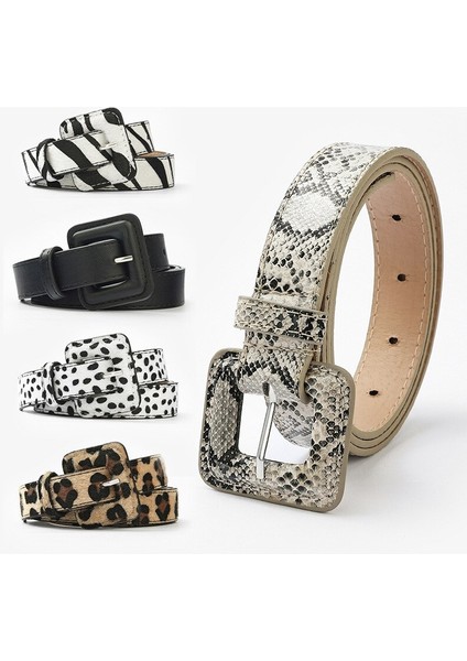 Moda Leopar Kemer Yılan Zebra Baskı Kare Toka Kadın Kemer Pu Deri Bel Kemerleri Bayanlar Için Kadın Pantolon Kot Askı (Yurt Dışından) modelleri