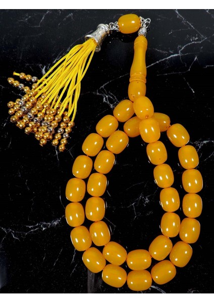 Saray Püsküllü İri Tane Toz Kehribar Tesbih fiyatları