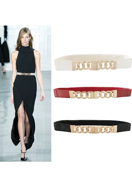 Altın Metal Toka Kadın Kemer Elbise Için Elastik Streç Bel Kemeri Beyaz Siyah Naylon Bayan Kemer Dames Riem (Yurt Dışından) fiyatları