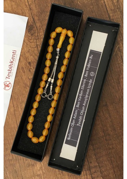 Karton Kutuda Sevgiliye Özel Yazı Toz Kehribar Tesbih fiyatları