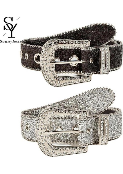 Sunnyheart Bel Kayışı Mükemmel Işçilik Glitter Rhinestone Payetler Bayan Kemer (Yurt Dışından)