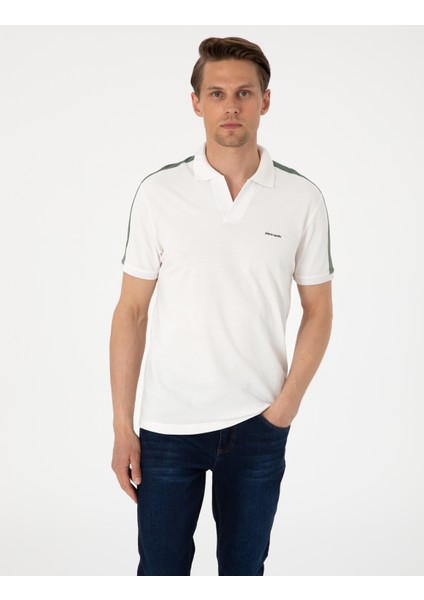 Erkek Haki Kol Detaylı Slim Fit Polo Yaka Tişört 50307520-VR027