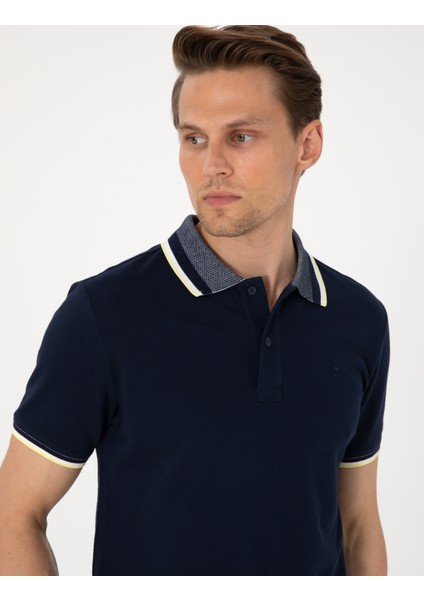 Erkek Lacivert Slim Fit Polo Yaka Tişört 50310203-VR033 fiyatları
