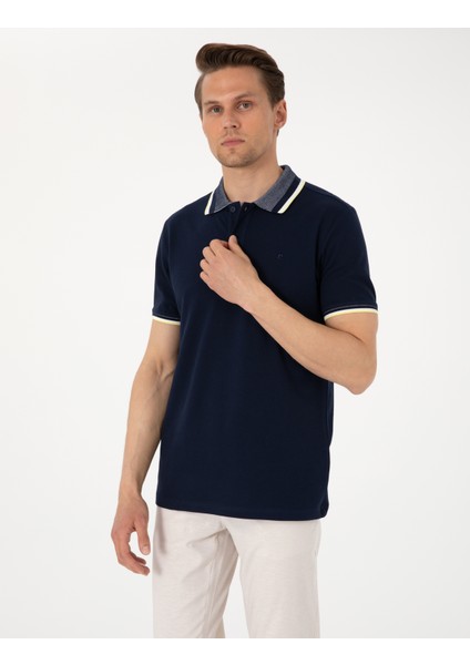 Erkek Lacivert Slim Fit Polo Yaka Tişört 50310203-VR033 modelleri