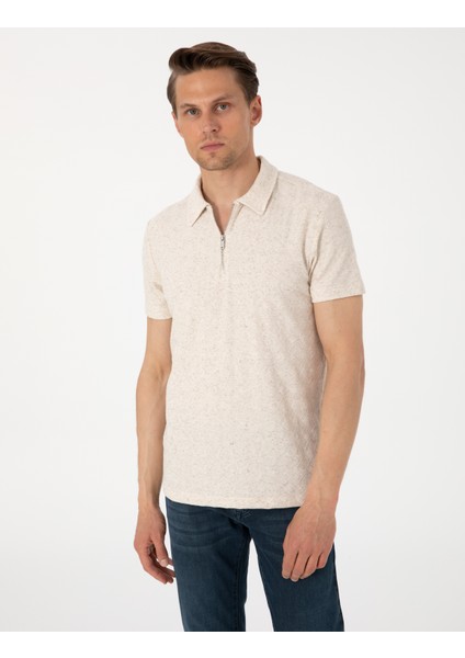 Erkek Bej Slim Fit Tişört 50303869-VR011