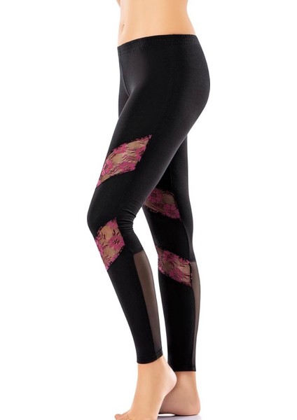 Tül Dantel Detaylı Kadın Tayt 0580