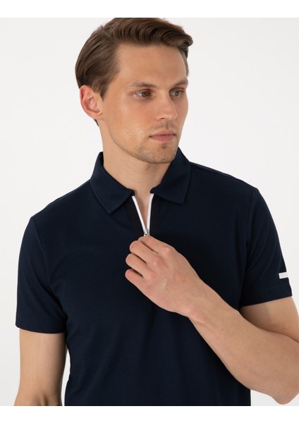 Erkek Lacivert Slim Fit Tişört 50302623-VR033 fiyatları