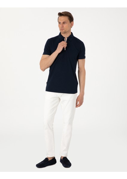 Erkek Lacivert Slim Fit Tişört 50302623-VR033 fırsatları