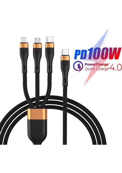 Pd 100W 3in1 USB C Kablosu iPhone 13 12 11 Pro Max Qc4.0 3.0 Macbook Pro Için Hızlı Şarj Tipi C Kablosu Huawei Samsung Xiaomi (Yurt Dışından)