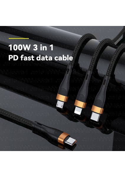 Pd 100W 3in1 USB C Kablosu iPhone 13 12 11 Pro Max Qc4.0 3.0 Macbook Pro Için Hızlı Şarj Tipi C Kablosu Huawei Samsung Xiaomi (Yurt Dışından)