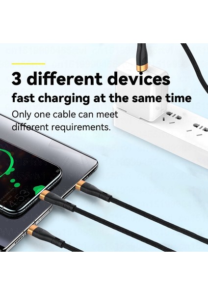 Pd 100W 3in1 USB C Kablosu iPhone 13 12 11 Pro Max Qc4.0 3.0 Macbook Pro Için Hızlı Şarj Tipi C Kablosu Huawei Samsung Xiaomi (Yurt Dışından)