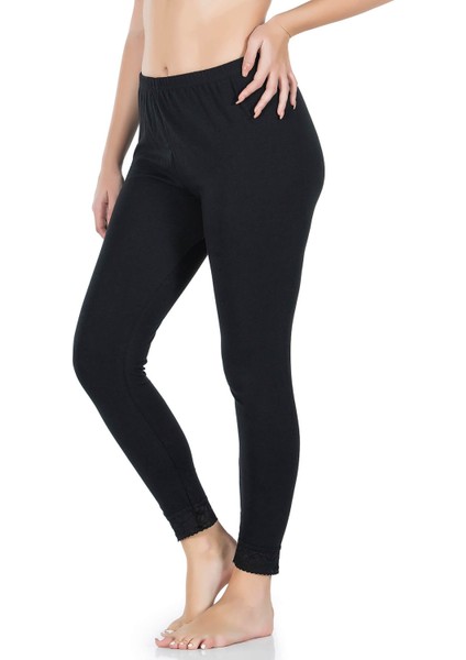 Paça Dantelli Uzun Battal Kadın Tayt 413B