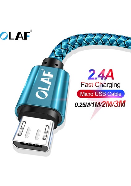 Olaf Mikro USB Kablosu 2.4A Hızlı Şarj 1m 2m 3m USB Şarj Aleti Veri Kablosu Samsung Xiaomi Mikro USB Android Cep Telefonu Kabloları (Yurt Dışından)