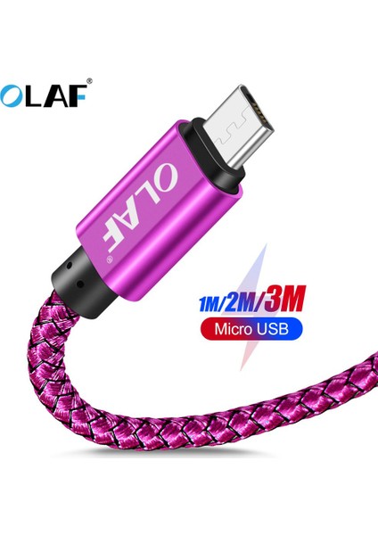 Olaf Mikro USB Kablosu 2.4A Hızlı Şarj 1m 2m 3m USB Şarj Aleti Veri Kablosu Samsung Xiaomi Mikro USB Android Cep Telefonu Kabloları (Yurt Dışından)