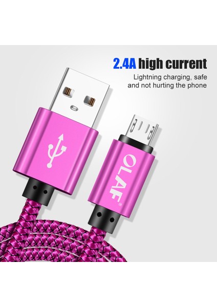 Olaf Mikro USB Kablosu 2.4A Hızlı Şarj 1m 2m 3m USB Şarj Aleti Veri Kablosu Samsung Xiaomi Mikro USB Android Cep Telefonu Kabloları (Yurt Dışından)